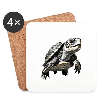 Turtle Style: Sea-inspired Apparel - Coasters (set of 4) - white - Front