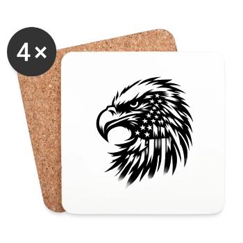 Aigle américain | Drapeau des États-Unis de football américain - Dessous de verre (lot de 4) - blanc - Devant
