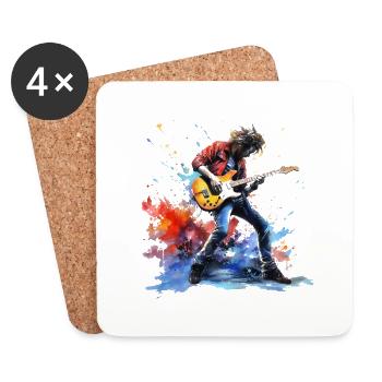 Guitare électrique, cadeau de guitare, jeu de guitare de musicien - Dessous de verre (lot de 4) - blanc - Devant