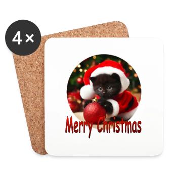 Merry Christmas Cat 02 - Untersetzer (4er-Set) - Weiß - Vorne