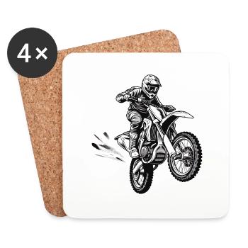 Motocyclette - Dessous de verre (lot de 4) - blanc - Devant