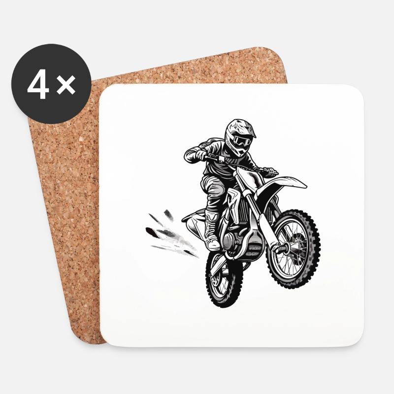 Motocyclette - Dessous de verre (lot de 4) - blanc