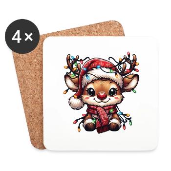 "Festive Fawn Lights" - Coasters (set of 4) - white - Front