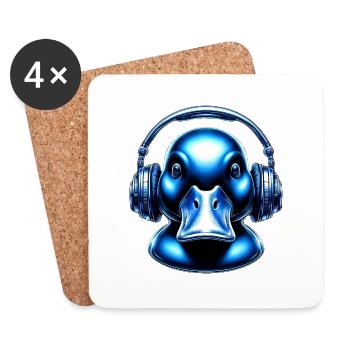 Headphone Duck - Untersetzer (4er-Set) - Weiß - Vorne
