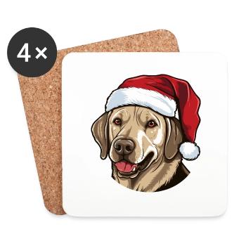 Labrador Hund Kopf Weihnachten Xmas - Untersetzer (4er-Set) - Weiß - Vorne