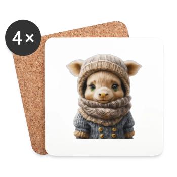 Cute Winter Animal - Coasters (set of 4) - white - Front