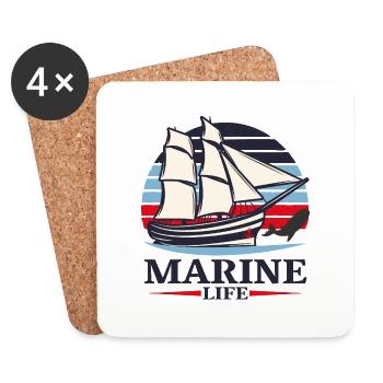 sailing, boat, marine, see - Untersetzer (4er-Set) - Weiß - Vorne