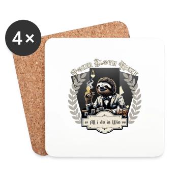 Poker Sloth Night - Faultier Poker Nacht - Coasters (set of 4) - white - Front