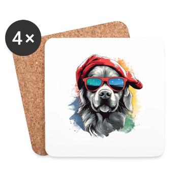 Magical Golden Retriever Christmas Dog in the Snow - Coasters (set of 4) - white - Front