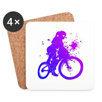 Radfahrer Radfahren Damen MTB Herren Mountainbike - Untersetzer (4er-Set) - Weiß - Vorne