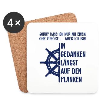 In Gedanken längst auf den Planken mit Steuerrad - Untersetzer (4er-Set) - Weiß - Vorne