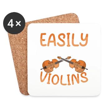 Easily Excited By Violins Orchestra Violinist - Coasters (set of 4) - white - Front