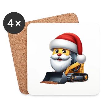 Kompaktlader Weihnachtsmann - Untersetzer (4er-Set) - Weiß - Vorne