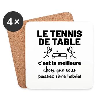 Le tennis de table - Dessous de verre (lot de 4) - blanc - Devant