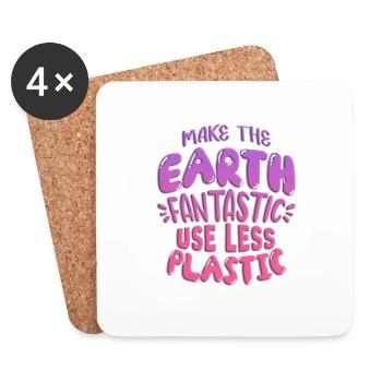 Reduce plastic - Coasters (set of 4) - white - Front