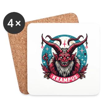 Christmas Krampus Logo - Coasters (set of 4) - white - Front