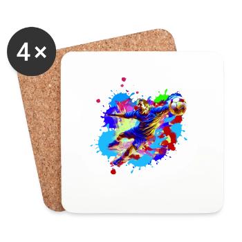 Handball, handballer, beach handball, graffiti - Dessous de verre (lot de 4) - blanc - Devant