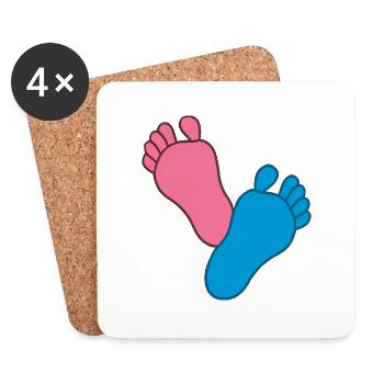 Bébé Pieds Fille Garçon - Dessous de verre (lot de 4) - blanc - Devant