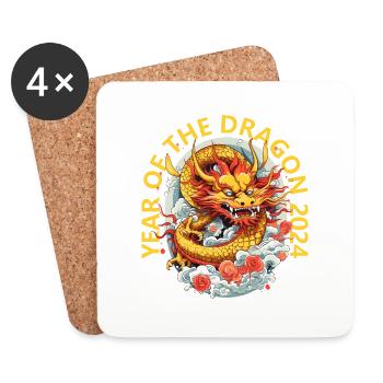 Year Of The Dragon Happy Chinese New Year 2024 - Untersetzer (4er-Set) - Weiß - Vorne