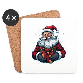 Le Père Noël vous souhaite un joyeux Noël - Dessous de verre (lot de 4) - blanc - Devant