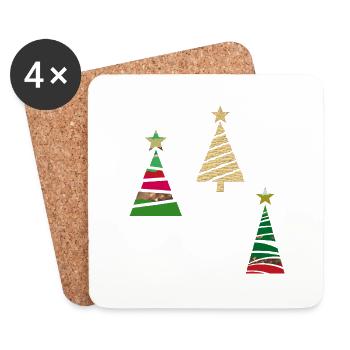 Sapins de Noël - Dessous de verre (lot de 4) - blanc - Devant