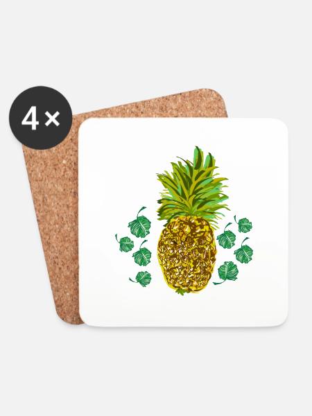 Ananas - Untersetzer (4er-Set) - Weiß