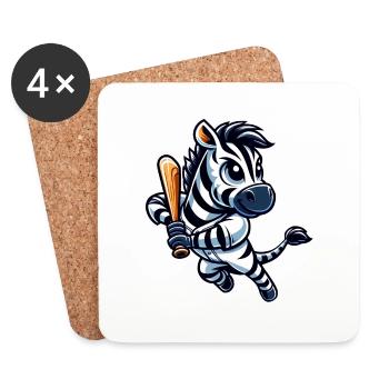 Zebra Baseballspieler Sportdesign - Untersetzer (4er-Set) - Weiß - Vorne