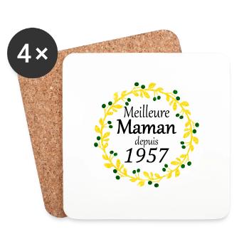 Meilleure Maman depuis 1957 - Dessous de verre (lot de 4) - blanc - Devant
