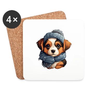 Chiot Bouvier bernois en hiver - Dessous de verre (lot de 4) - blanc - Devant