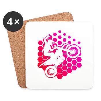Men's Dirt Bike Freestyle Motocross Motocross - Coasters (set of 4) - white - Front