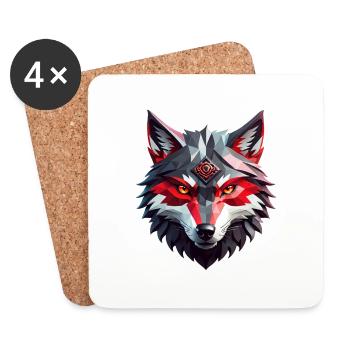 Wolf Tattoo - Coasters (set of 4) - white - Front