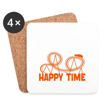 Airtime is My Happy Time Funny Roller Coaster - Coasters (set of 4) - white - Front