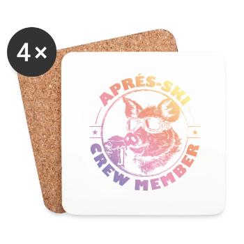 Pig Après Ski Pig Team Saying Colorful - Coasters (set of 4) - white - Front