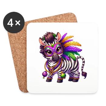 Mardi Gras Zebra Comic Süß - Untersetzer (4er-Set) - Weiß - Vorne
