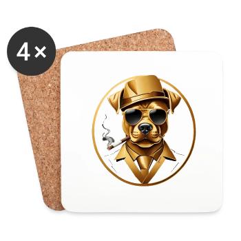 Golden Gentleman : Chien sous forme humaine - Dessous de verre (lot de 4) - blanc - Devant