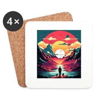 Un beau paysage fantastique - Dessous de verre (lot de 4) - blanc - Devant