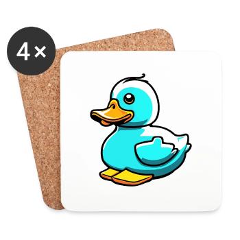 Gummiente / Badeente / Wasser / Badewanne - Untersetzer (4er-Set) - Weiß - Vorne