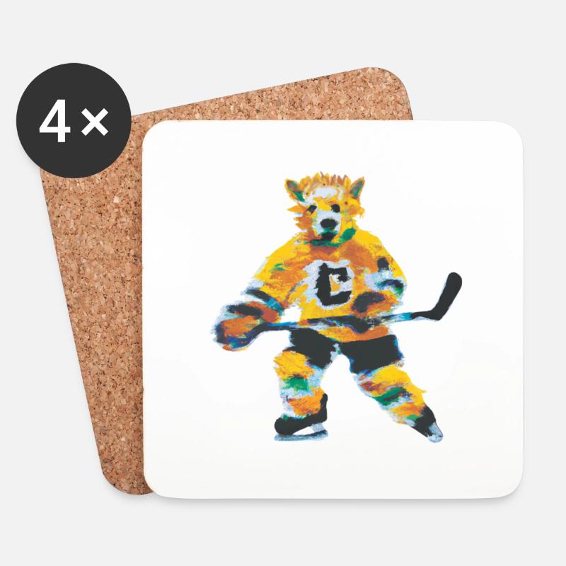 HockeyBear - Untersetzer (4er-Set) - Weiß