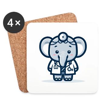 Cute Elephant Doctor - Untersetzer (4er-Set) - Weiß - Vorne