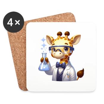 Cute Giraffe Scientist - Coasters (set of 4) - white - Front