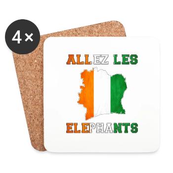 Allez Les Éléphant Maillot de Pied Côte d'Ivoire - Dessous de verre (lot de 4) - blanc - Devant