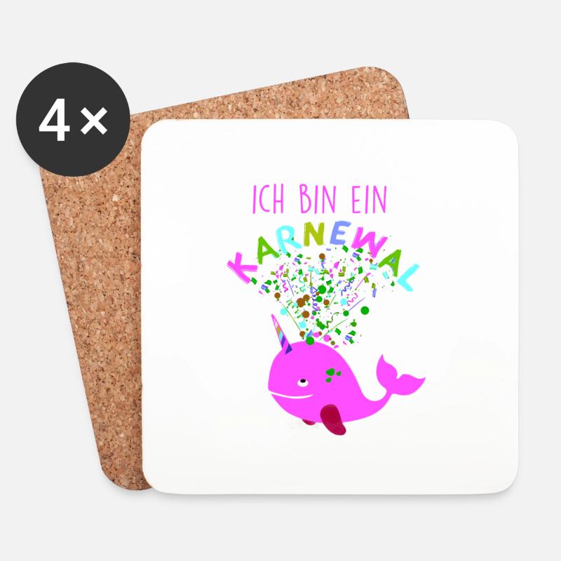 karnewal,wal,konfetti,karneval,walfisch, pink - Untersetzer (4er-Set) - Weiß