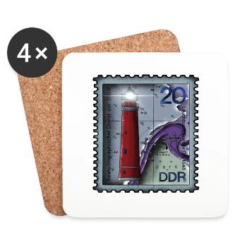 Lighthouse Stamp - Coasters (set of 4) - white - Front