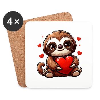 Paresseux amour - parfait pour la Saint-Valentin et - Dessous de verre (lot de 4) - blanc - Devant