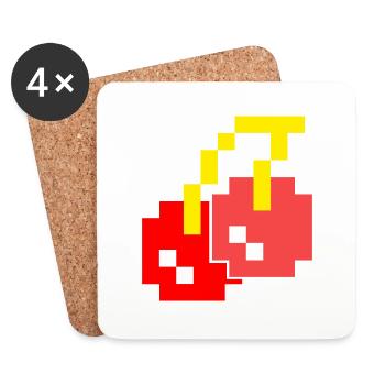 8 Bit Pixel Cherries des années 80 jeu vidéo Halloween - Dessous de verre (lot de 4) - blanc - Devant