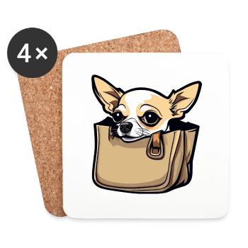 Chihuahua / petit chien / animal / minuscule / race - Dessous de verre (lot de 4) - blanc - Devant