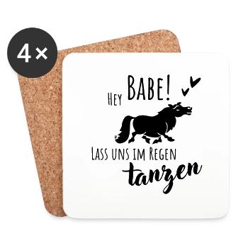 Hey Babe! Lass uns im Regen tanzen - Untersetzer (4er-Set) - Weiß - Vorne