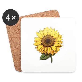 Sonnenblume - Untersetzer (4er-Set) - Weiß - Vorne