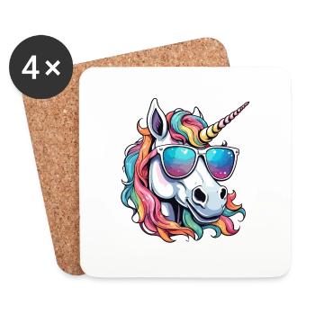 Einhorn / Fabelwesen / Märchen / Magie / Glitzer - Untersetzer (4er-Set) - Weiß - Vorne
