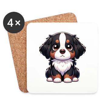 Digitale Illustration des niedlichen Berner Sennenhundes - Untersetzer (4er-Set) - Weiß - Vorne